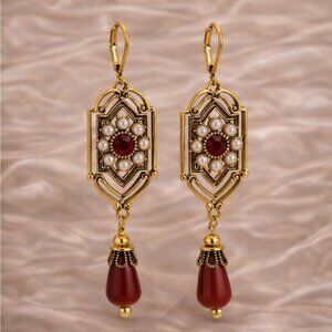 Vintage Ruby Bronze Brushed Earrings